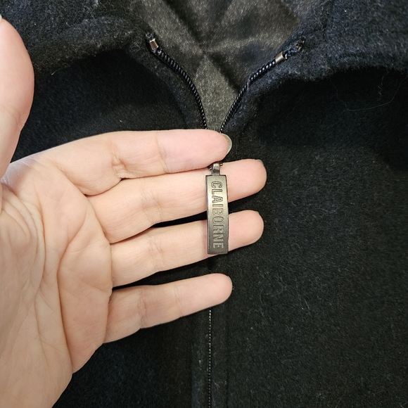 Claiborne Outerwear Men's Large Black Wool Zip-up Coat - Picture 2 of 11